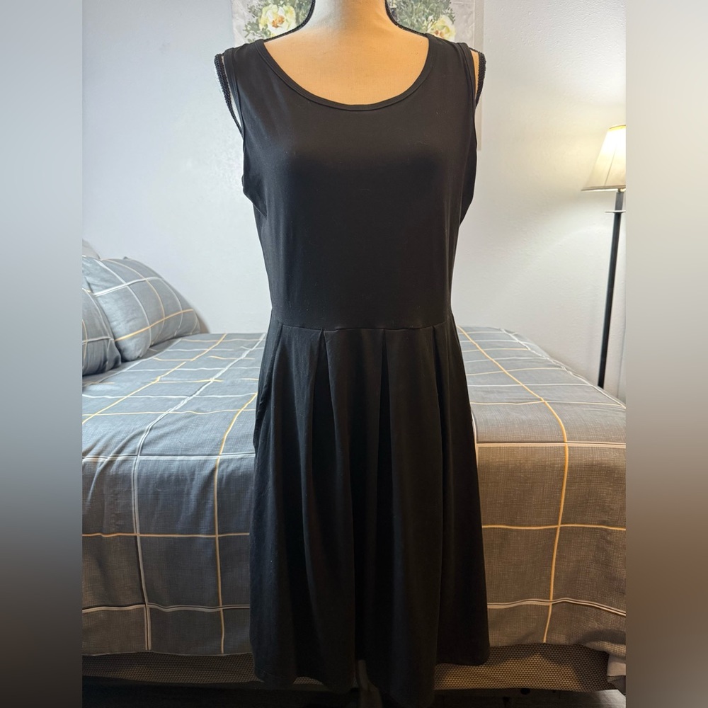 👗NWT Todolor Elegant Pleaded Black Sleeveless Dress Size Large